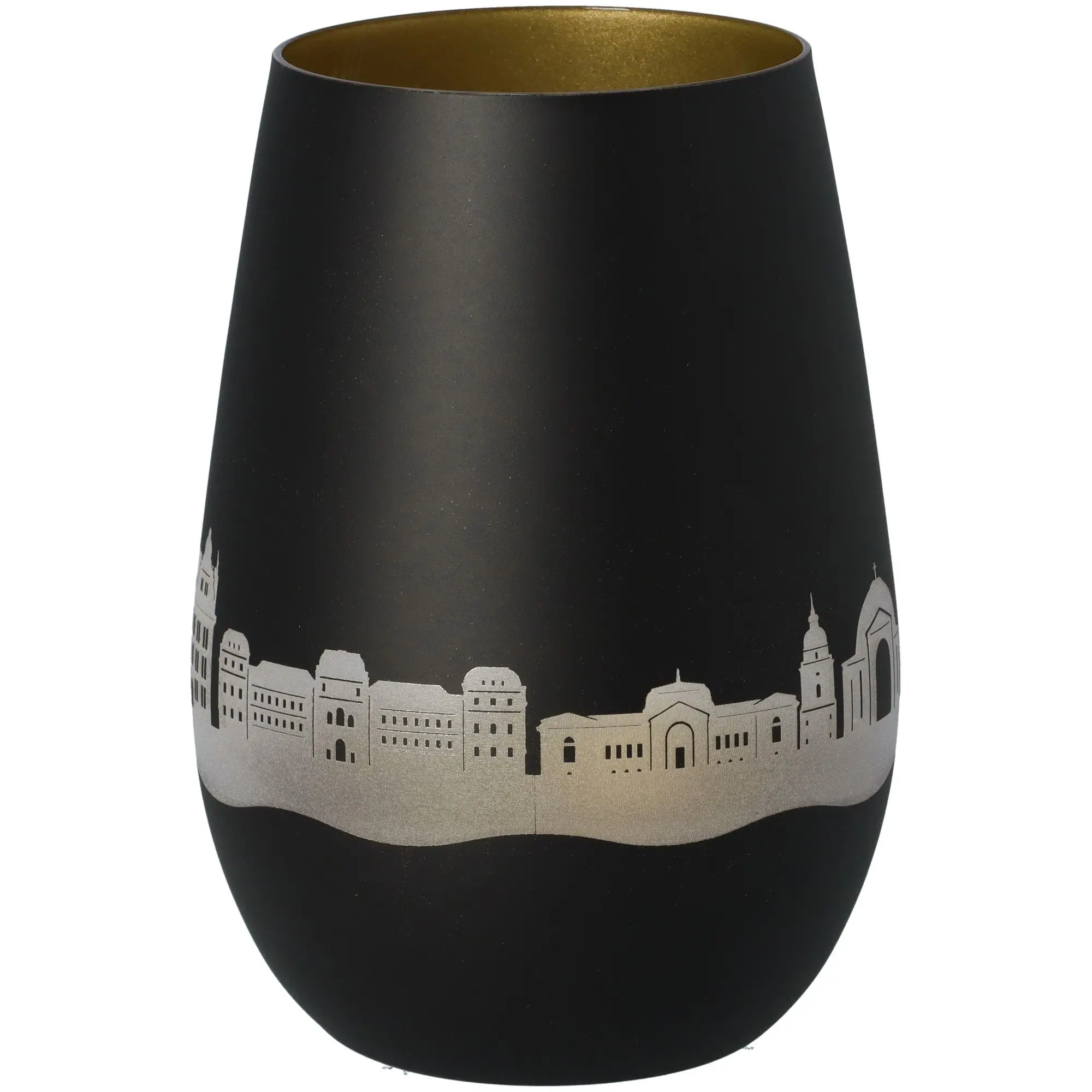 Windlicht Skyline Darmstadt Schwarz/Gold