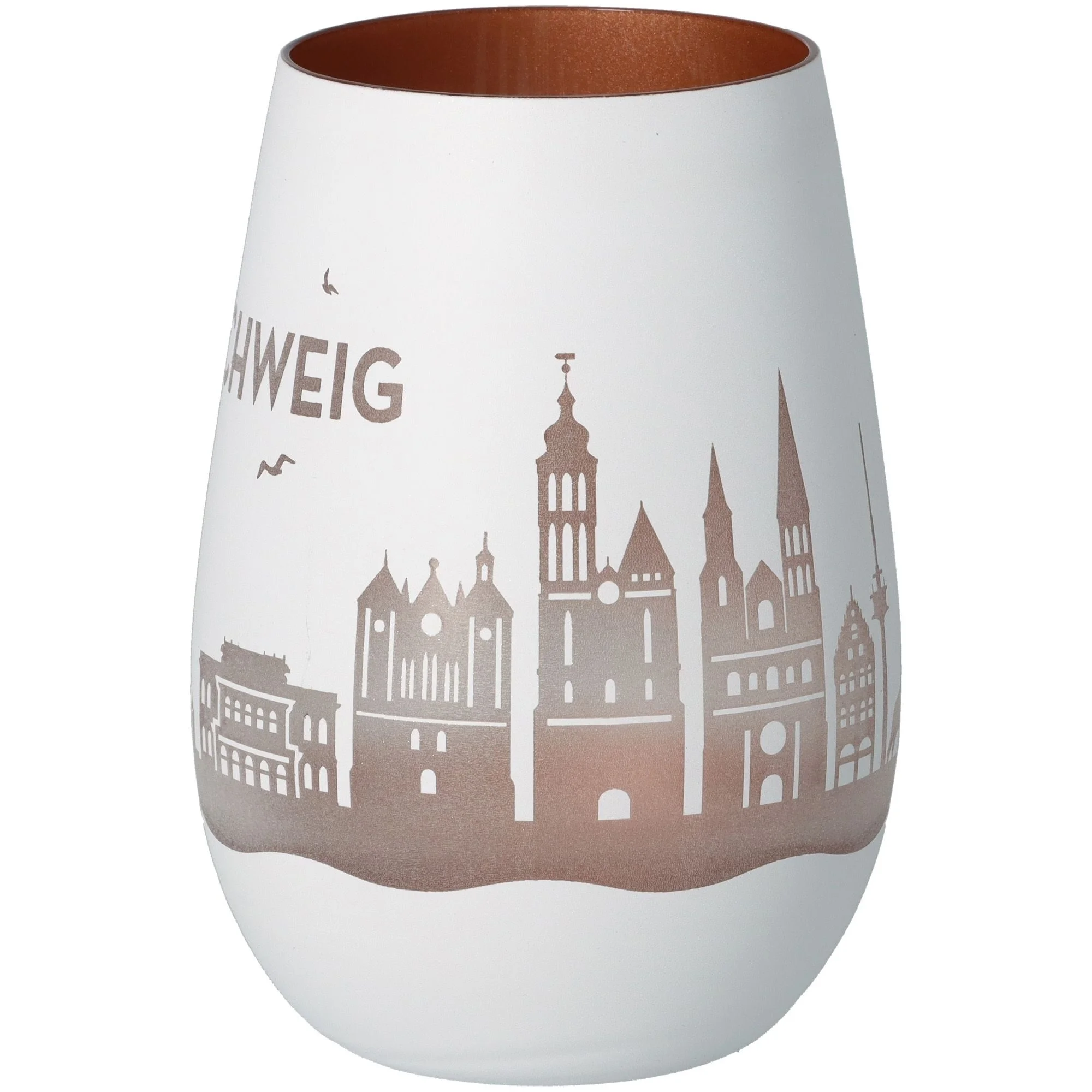 Glas, Becher, Städtisches Motiv, Rosa-rosé Innen, Keramikbecher