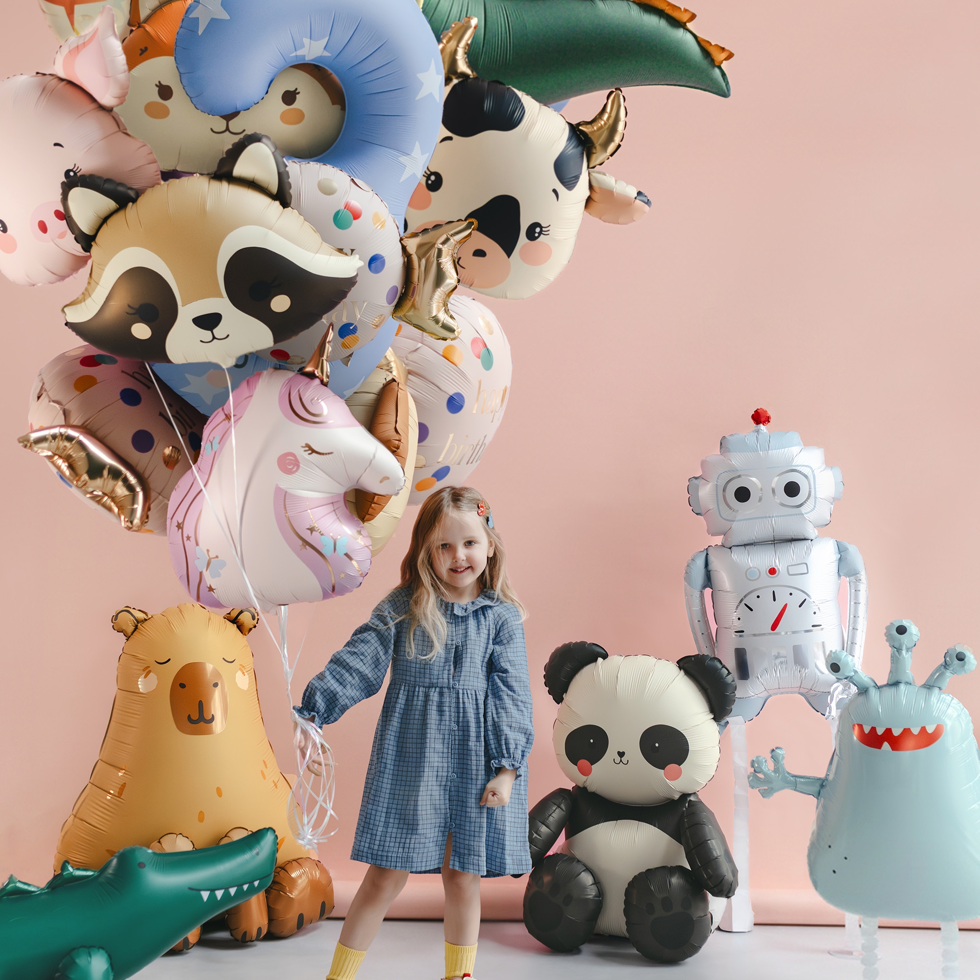 balloons, party decor, inflatable, girl toy, robot figure