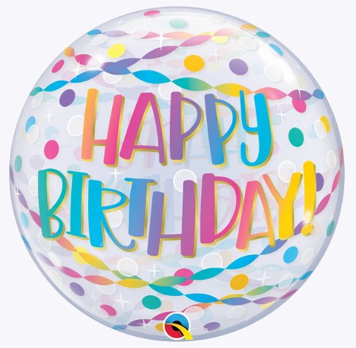 Bubble Ballon "Happy Birthday" Konfetti 56cm