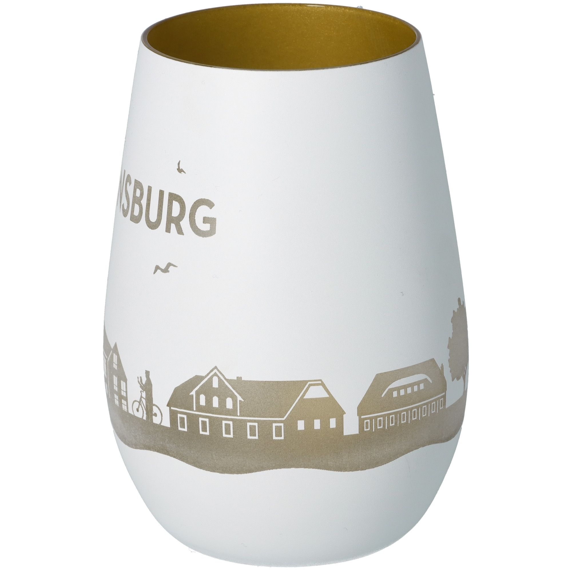 Windlicht Skyline Hermannsburg Weiß/Gold Töpferei, Krug, Vase, Tasse, Porzellan