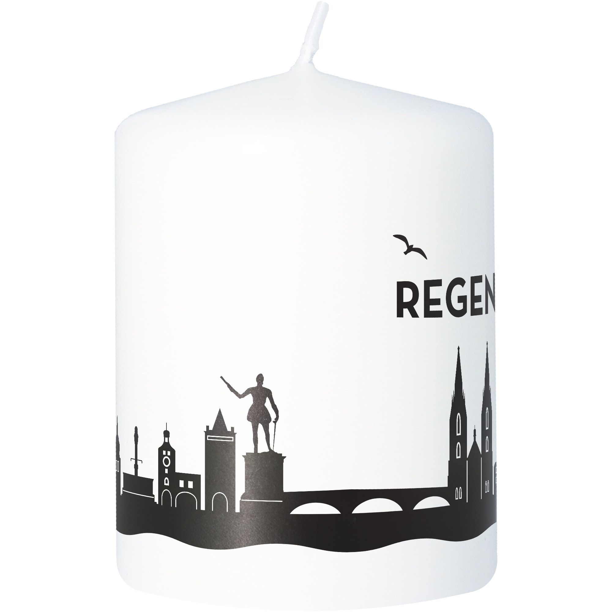 Stumpenkerze Skyline Regensburg Weiß Stumpenkerze Skyline Regensburg Weiß