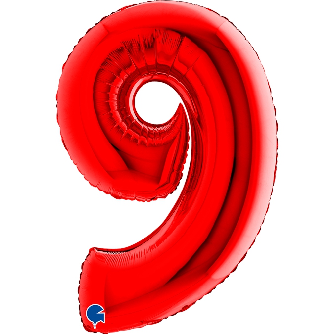 Folienballon Zahl 9 Rot 100cm Folienballon Zahl 9 Rot 100cm