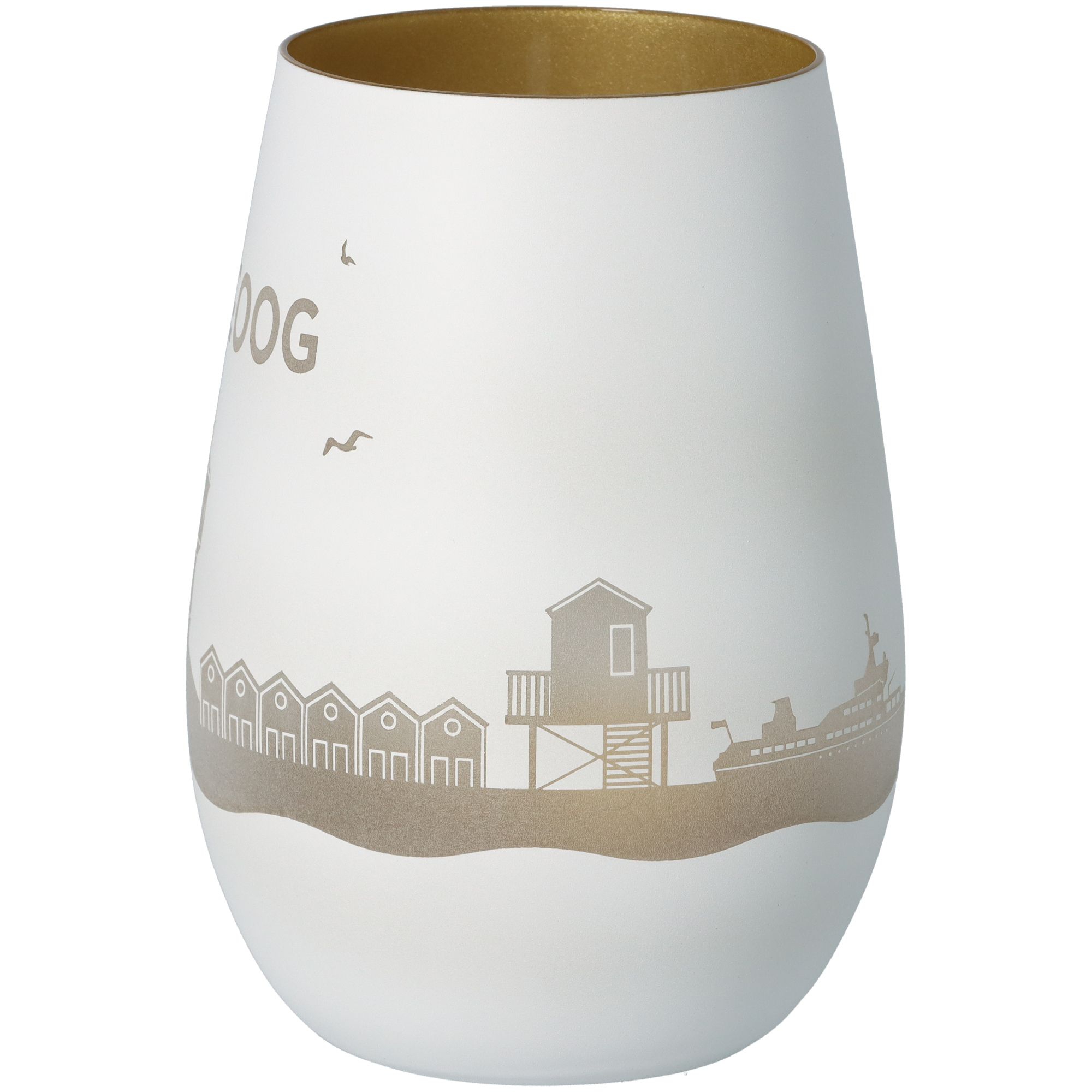 Windlicht Skyline Langeoog Weiß/Gold Windlicht Skyline Langeoog Weiß/Gold