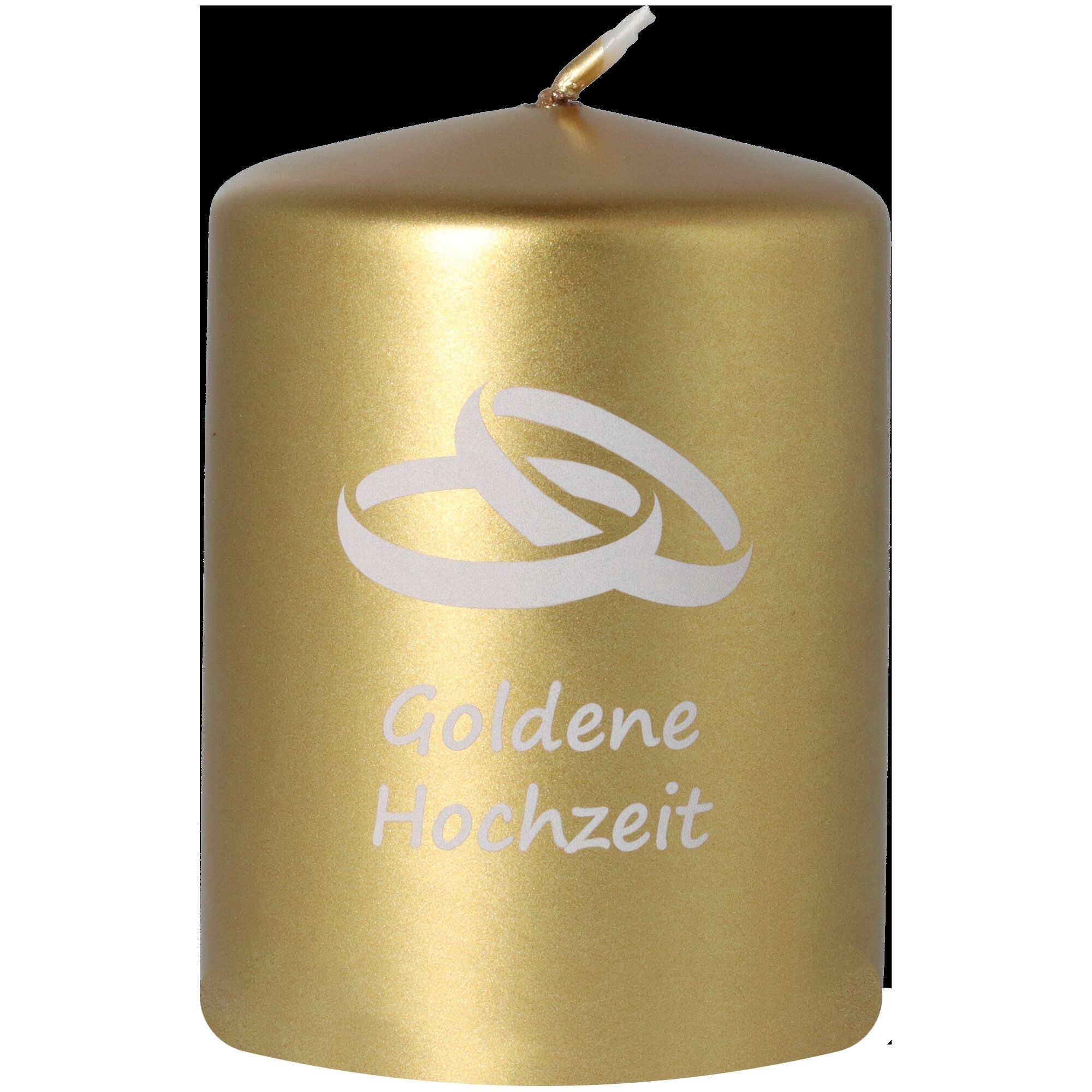 Stumpenkerze "Goldene Hochzeit" Kerze
