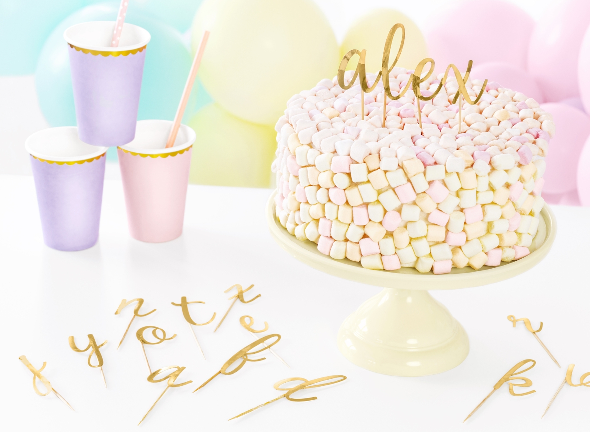 Cake Topper - ABC - Alphabet Gold
