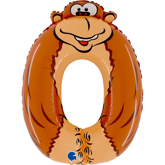 Folienballon Zahl 0 Affe 100cm Folienballon Zahl 0 Affe 100cm
