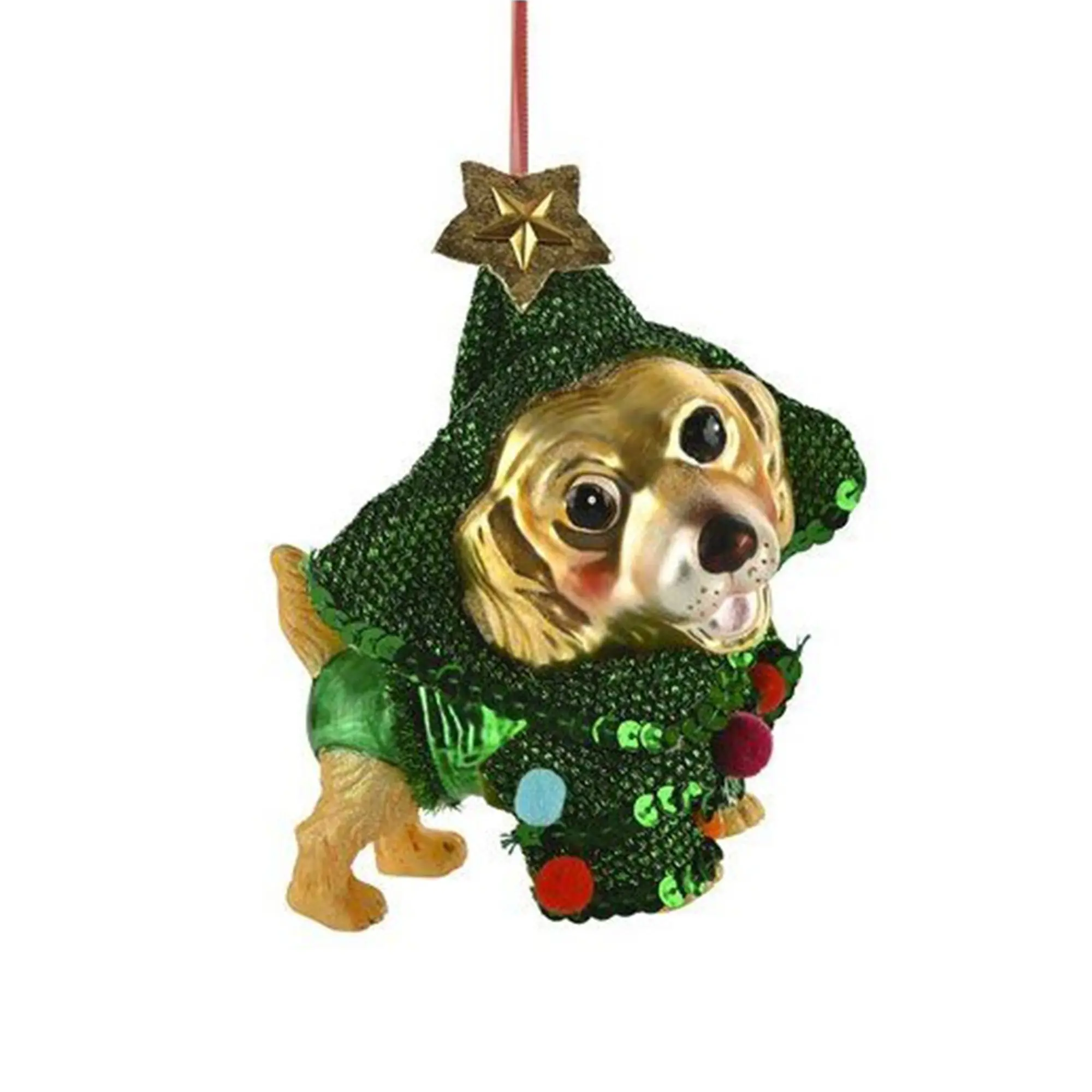 Weihnachtskugel "Hund mit Weihnachtsbaum Kostüm"