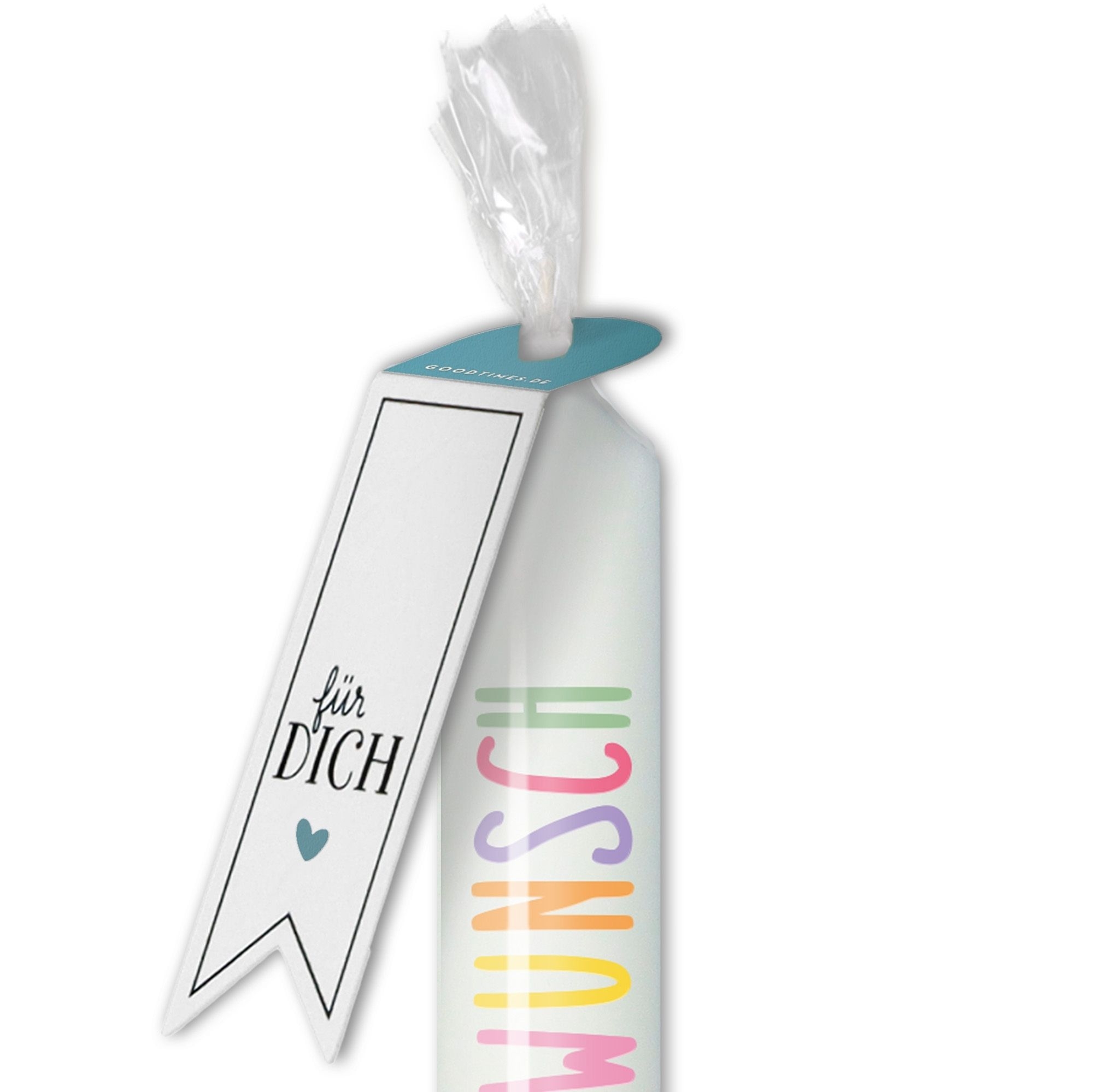Stabkerze Weiß mit buntem Text "Herzlichen Glückwunsch" Stabkerze Weiß mit buntem Text "Herzlichen Glückwunsch"