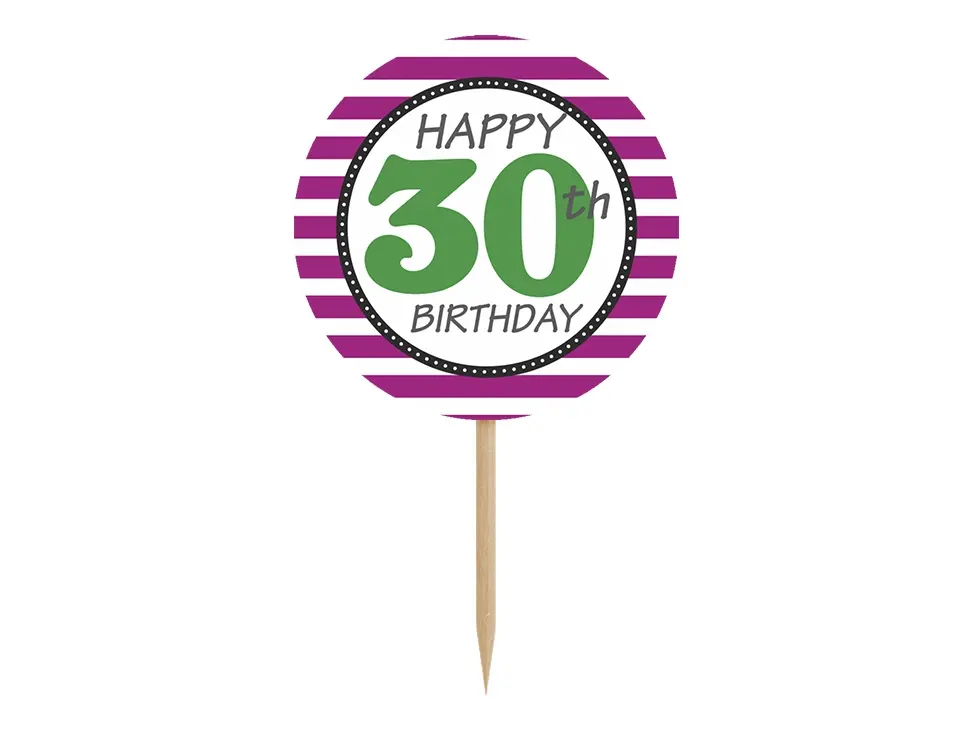 6 Cupcake Topper zum 30. Geburtstag