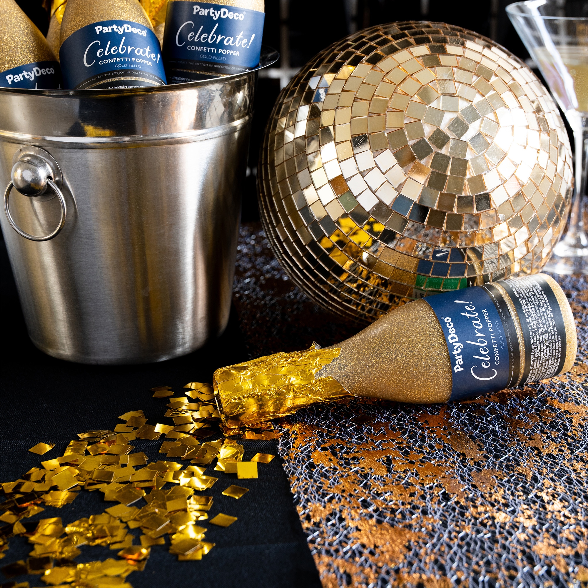Champagner Konfetti Kanone "Gold" 20,5cm Mörserschale, Waffe