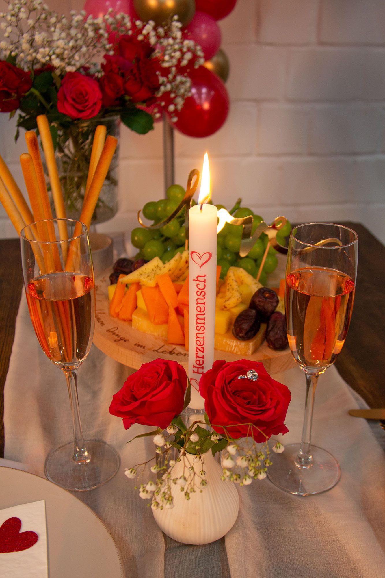 Stabkerze Weiß "Herzensmensch" Stabkerze Weiß "Herzensmensch"