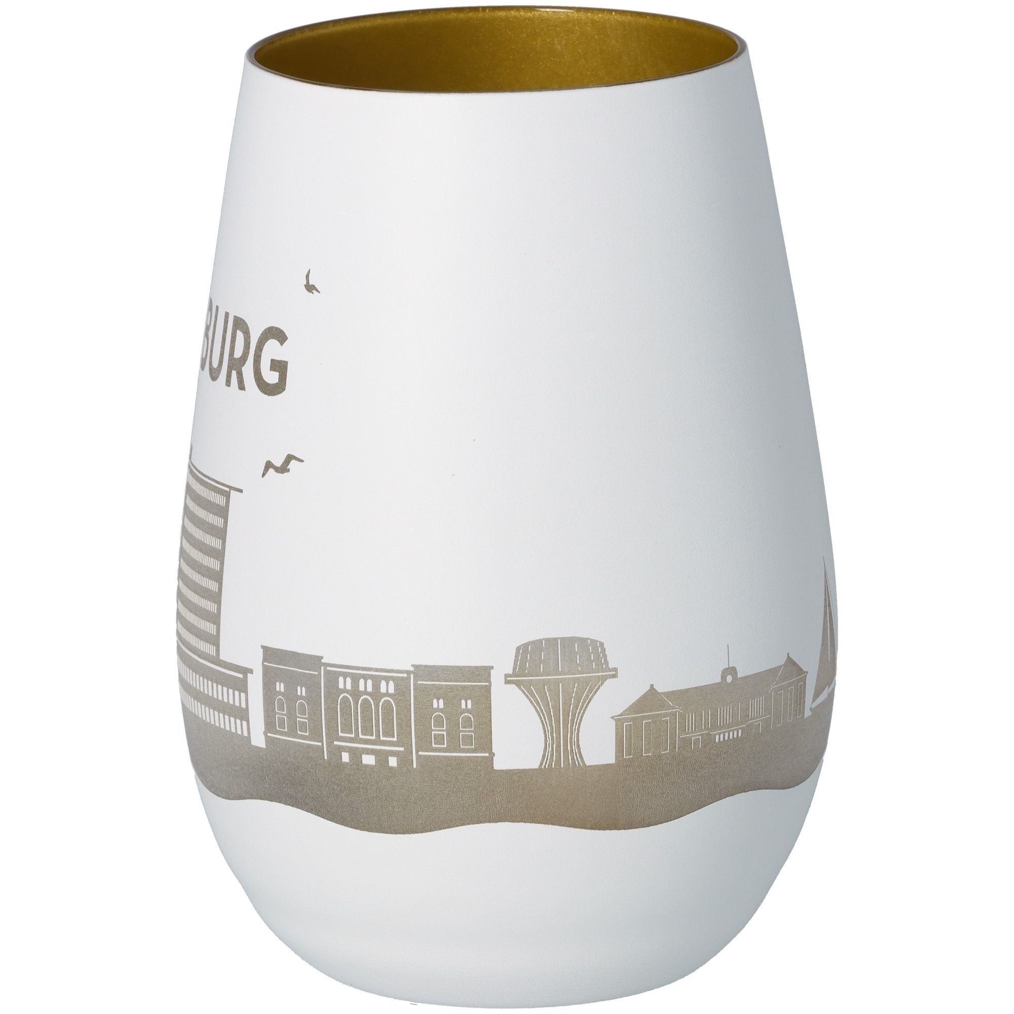 Windlicht Skyline Flensburg Weiß/Gold Windlicht Skyline Flensburg Weiß/Gold