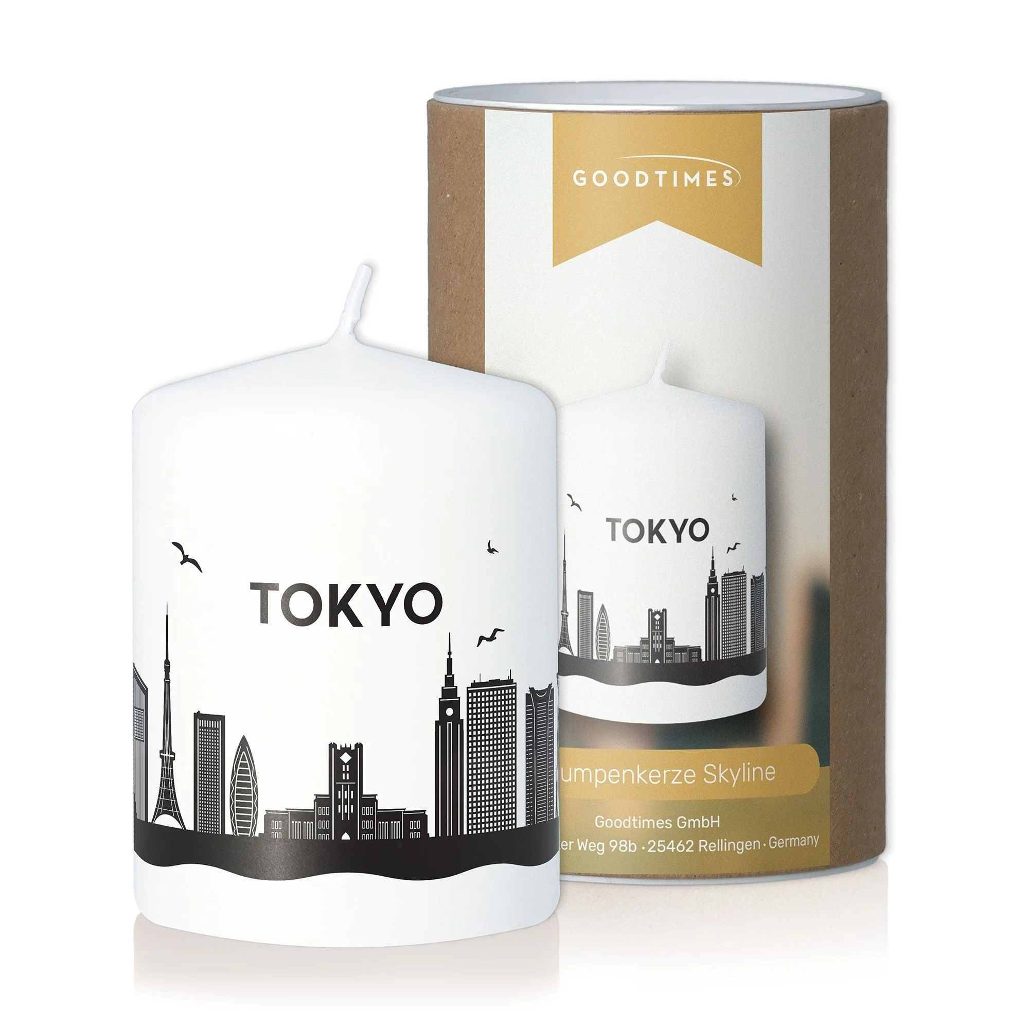 Tokio, Stadt Skyline, Kunstkerze, Weiße Kerze, Duftkerze