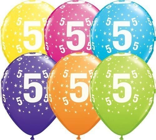 Qualatex Latexballon 5. Geburtstag verschiedene Farben Ø 30cm