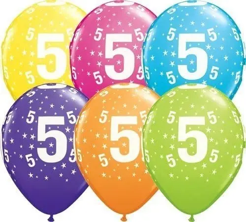 Qualatex Latexballon 5. Geburtstag verschiedene Farben Ø 30cm