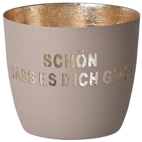 Madras Windlicht "SCHÖN DASS ES DICH GIBT", Sand/Gold - M Madras Windlicht "SCHÖN DASS ES DICH GIBT", Sand/Gold - M