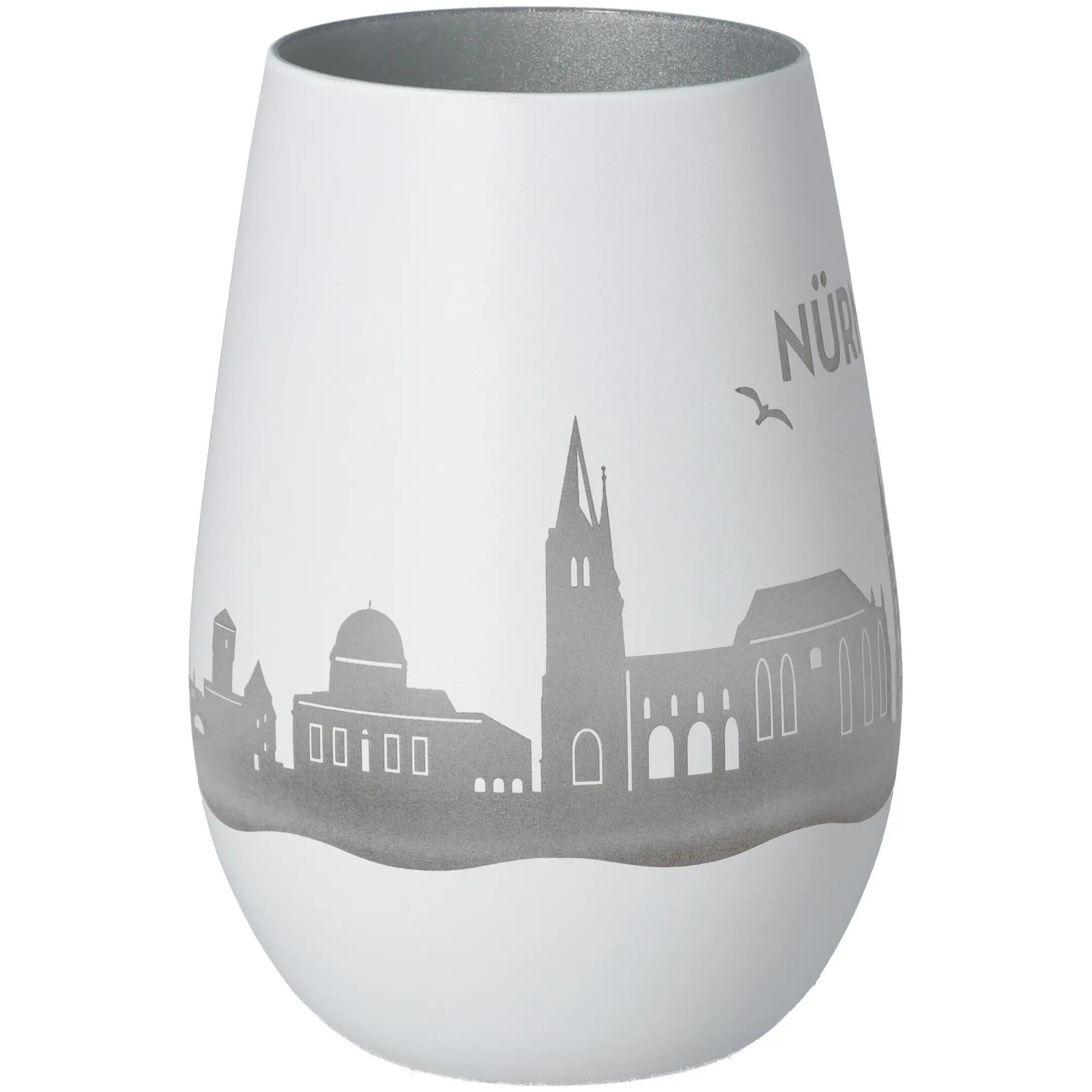 Windlicht Skyline Nürnberg Weiß/Silber