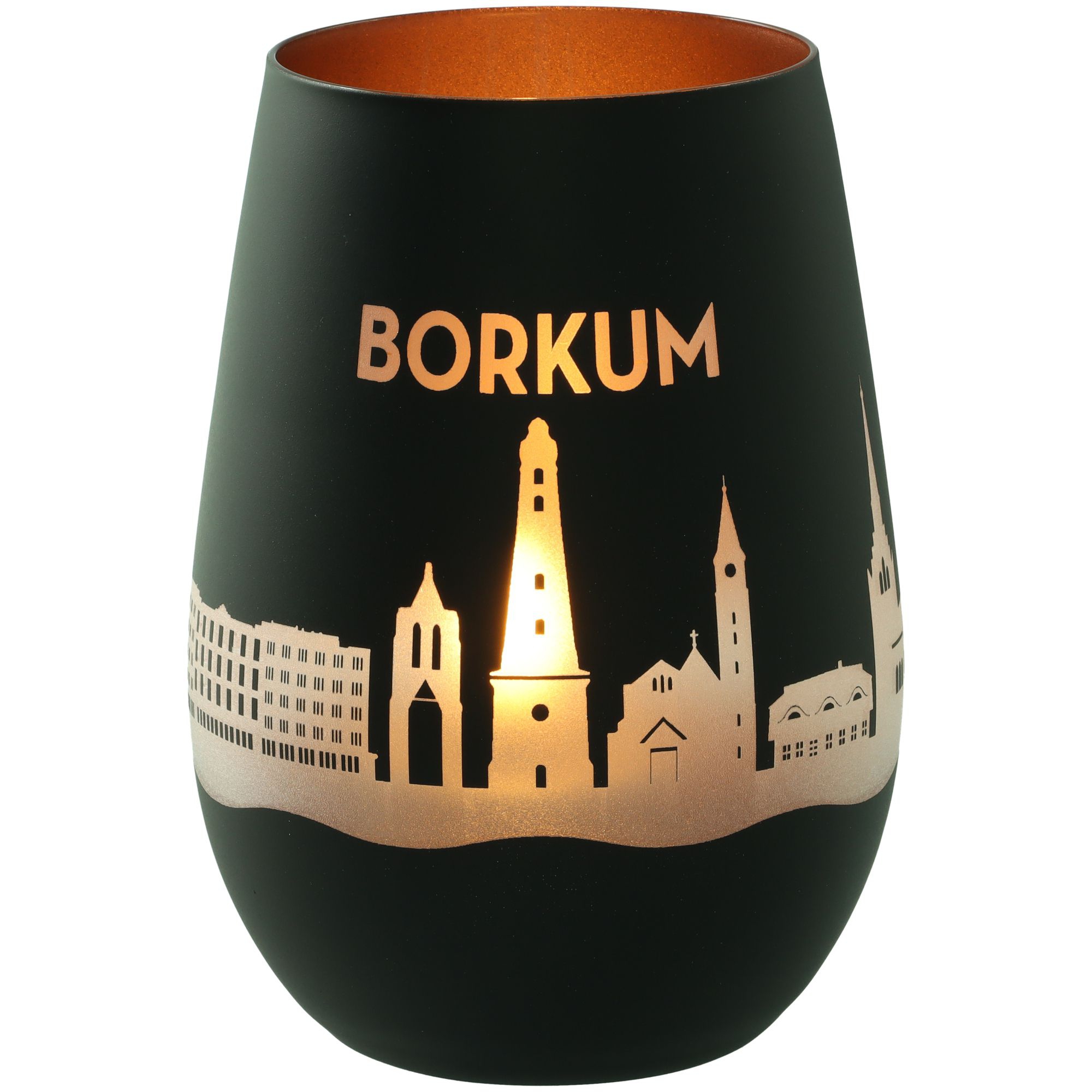 Windlicht Skyline Borkum Schwarz/Bronze