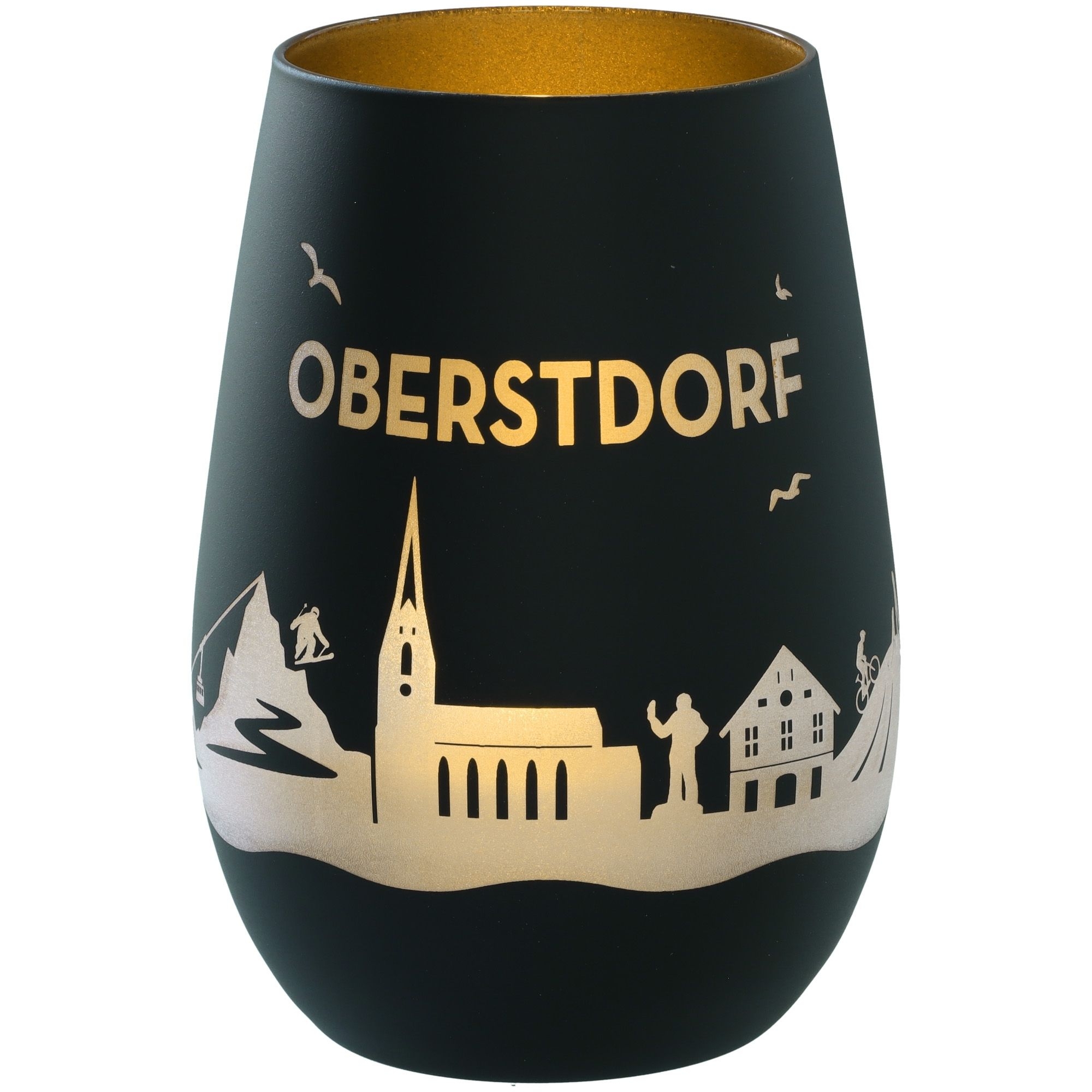 Windlicht Skyline Oberstdorf Schwarz/Gold Krug, Töpferei, Tasse