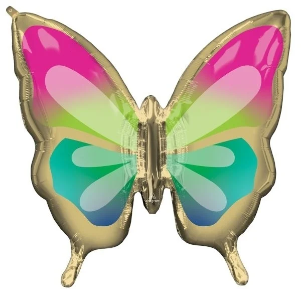 Schmetterling, Ballon, Goldfarben, bunt, Dekoration
