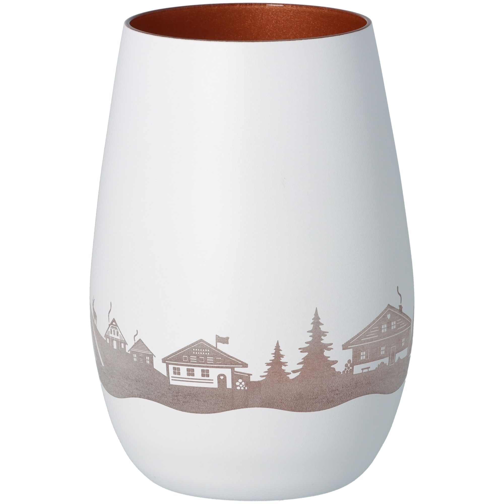 Windlicht Skyline Oberstdorf Weiß/Bronze Töpferei, Krug, Vase, Kunst, Porzellan