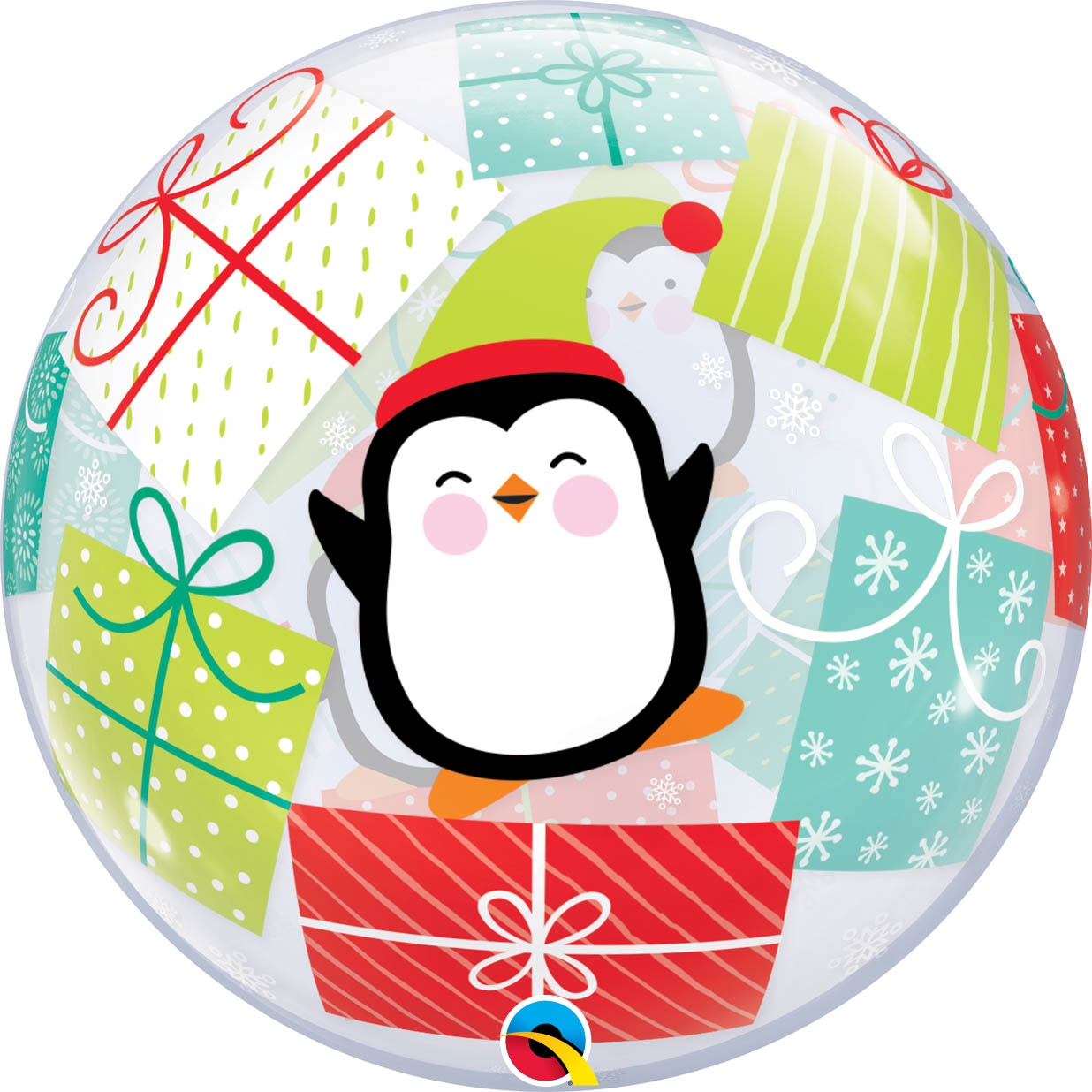 Bubble Ballon Pinguine & Geschenke 56 cm