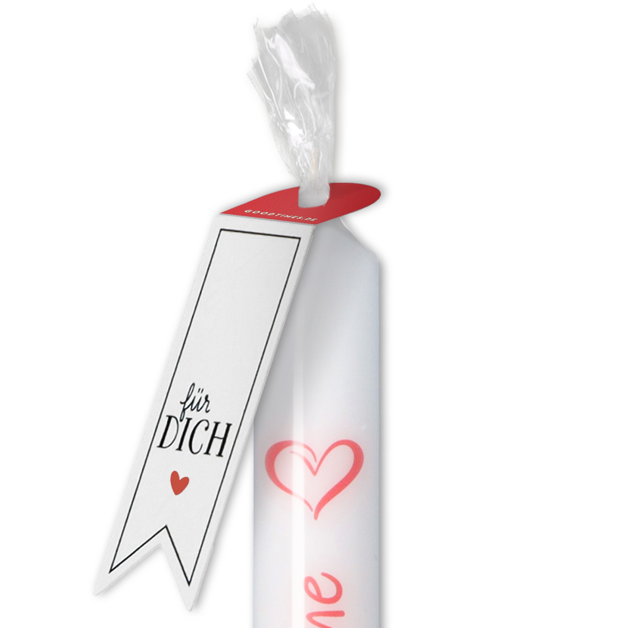Stabkerze Weiß "Be my Valentine"