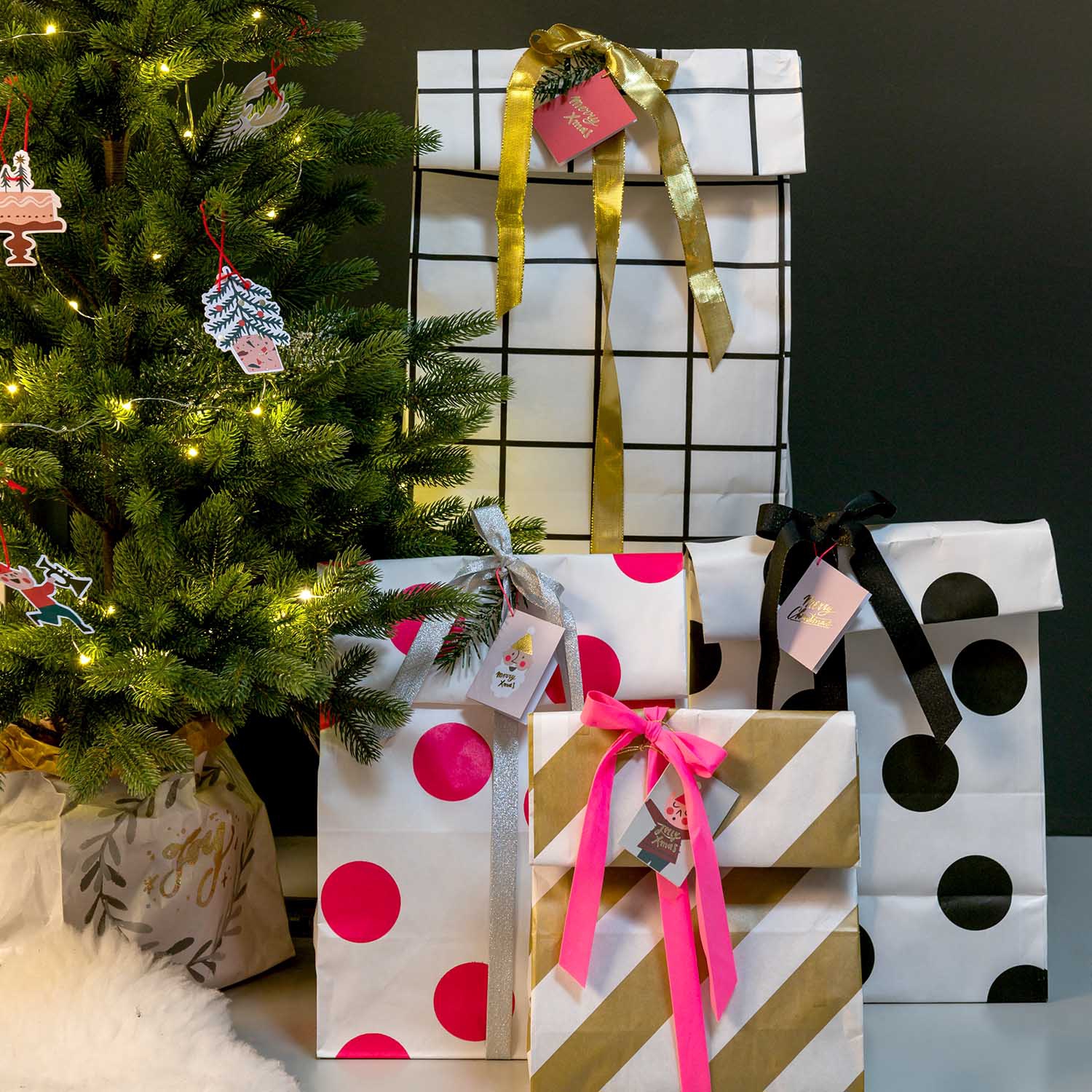 Blockbodenbeutel L - Schwarz / Weiß - 2 Stück Blockbodenbeutel L - Schwarz / Weiß - 2 Stück