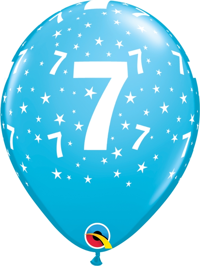 Qualatex Latexballon 7. Geburtstag verschiene Farben Ø 30cm