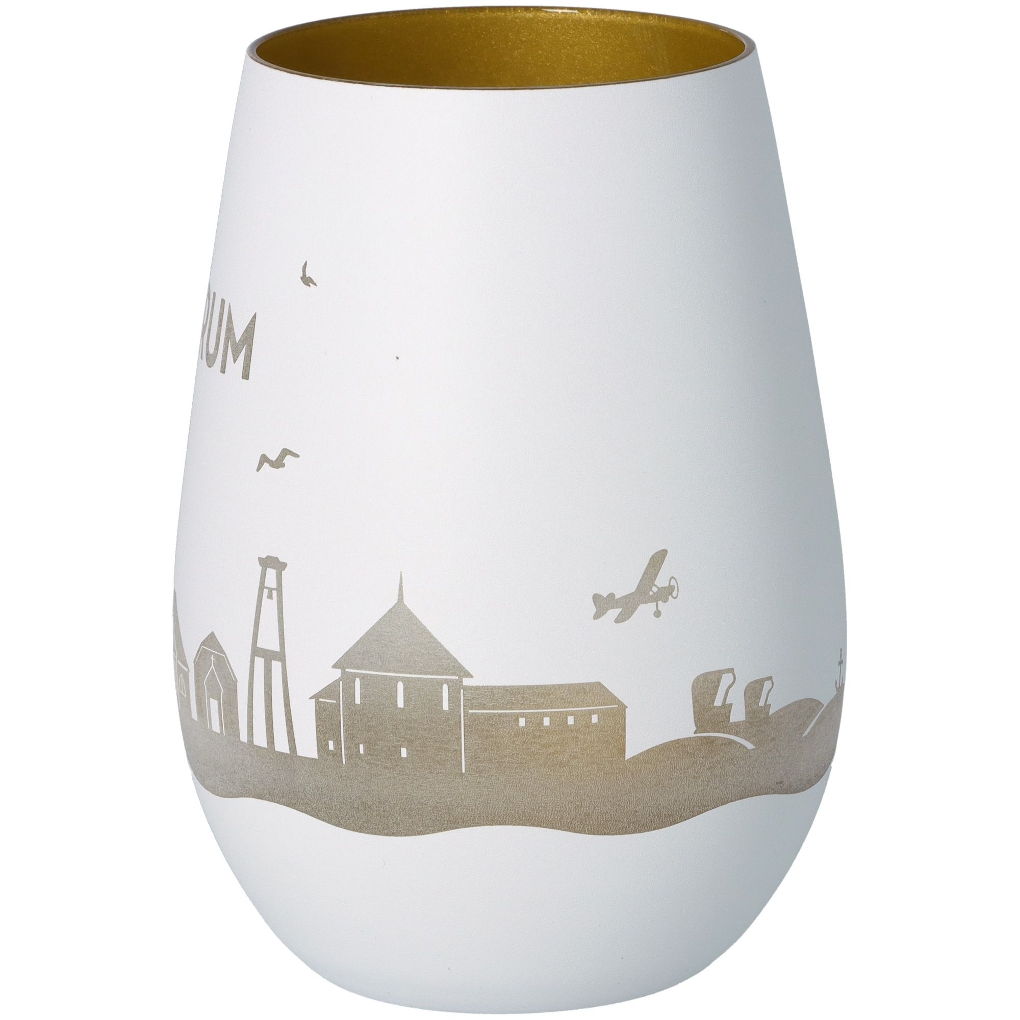 Windlicht Skyline Baltrum Weiß/Gold