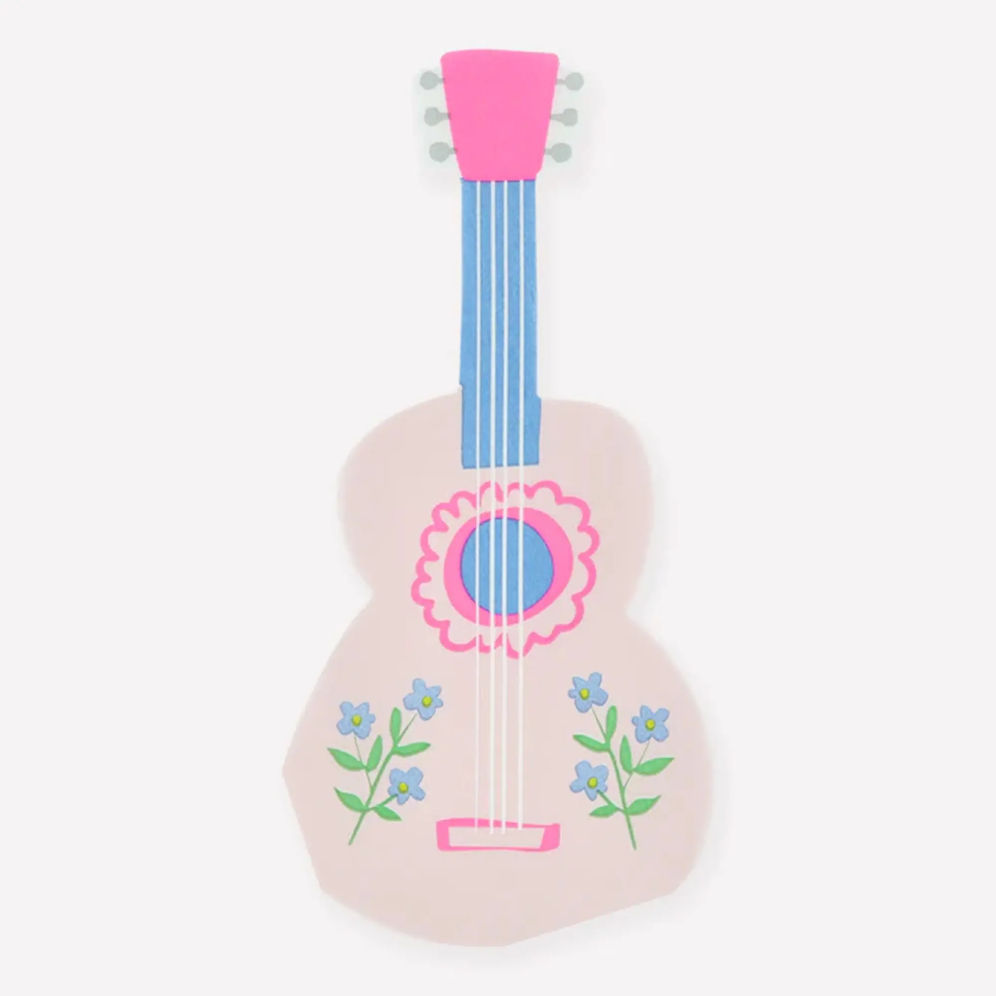 Spielzeug-Gitarre, Kunststoff-Gitarre, pink, blau, Blumenmuster