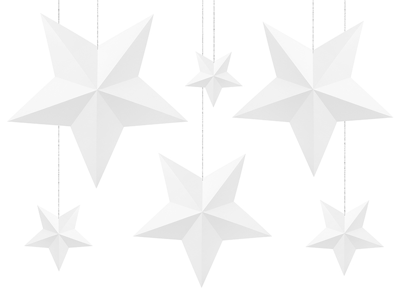 6 Sterne zum Aufhängen Weiß