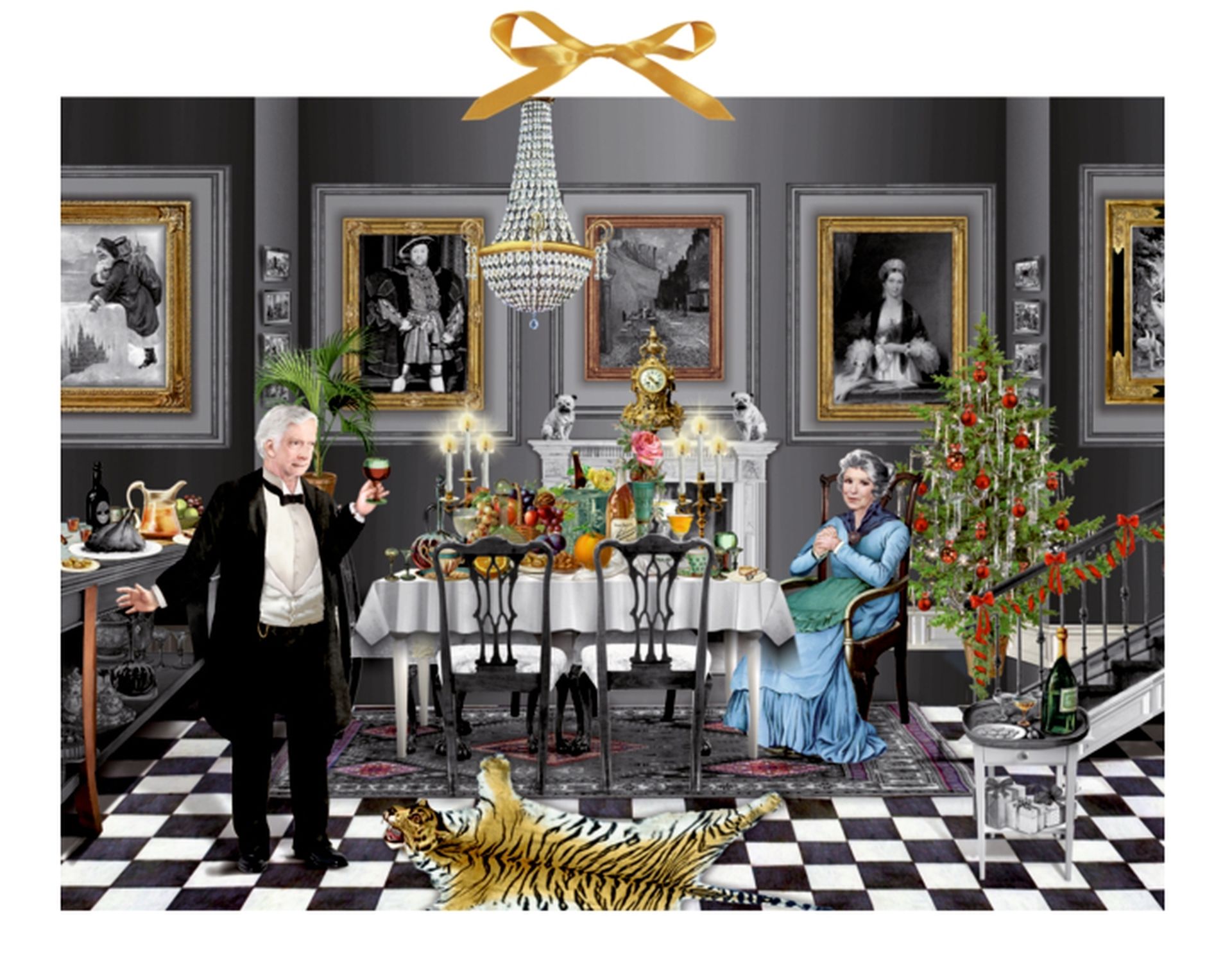 Speisesaal, Esstisch, Blumenarrangement, Blumenstrauß, Anzug