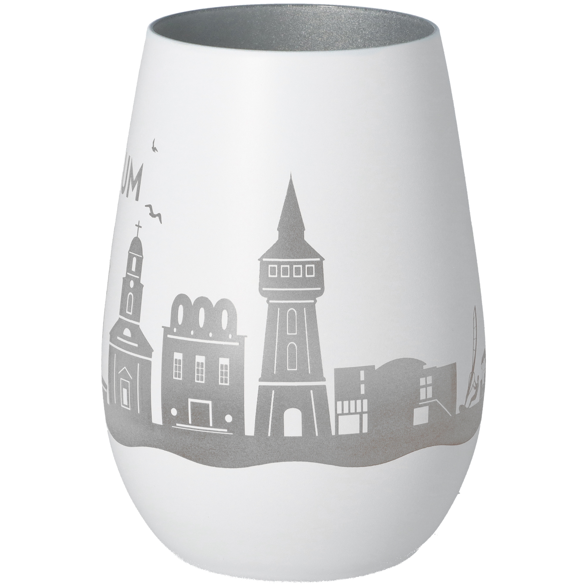 Windlicht Skyline Husum Weiß/Silber