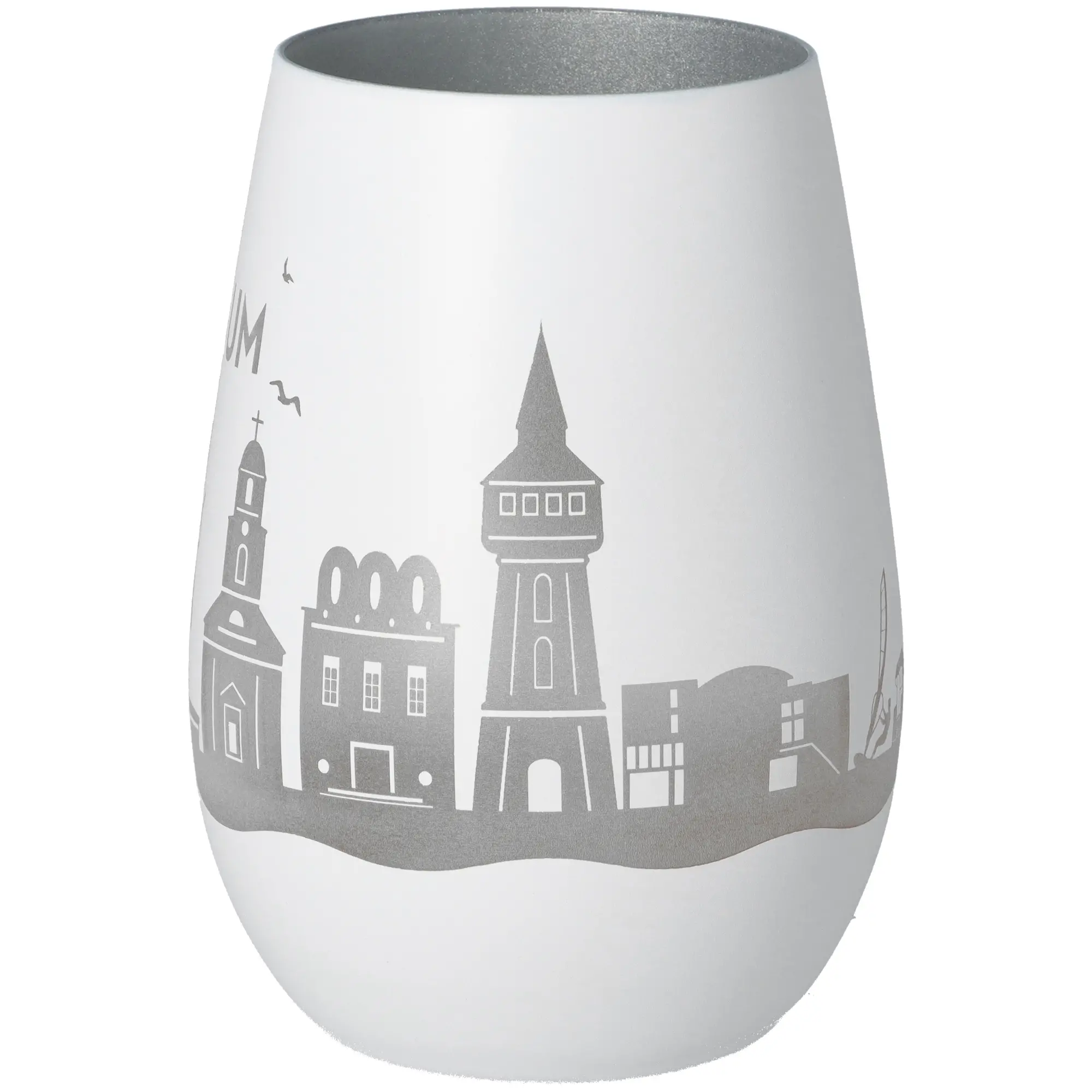 Windlicht Skyline Husum Weiß/Silber