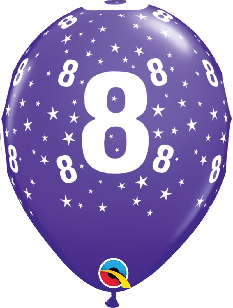 Qualatex Latexballon 8. Geburtstag verschiedene Farben Ø 30cm