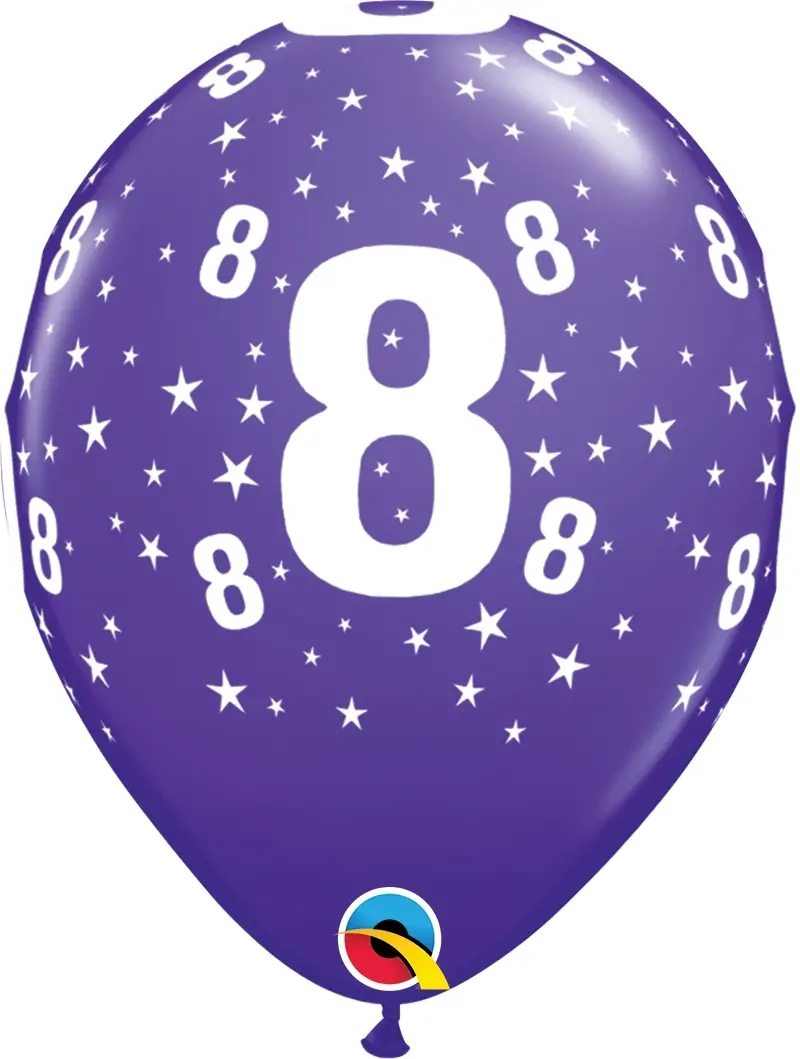 Qualatex Latexballon 8. Geburtstag verschiedene Farben Ø 30cm