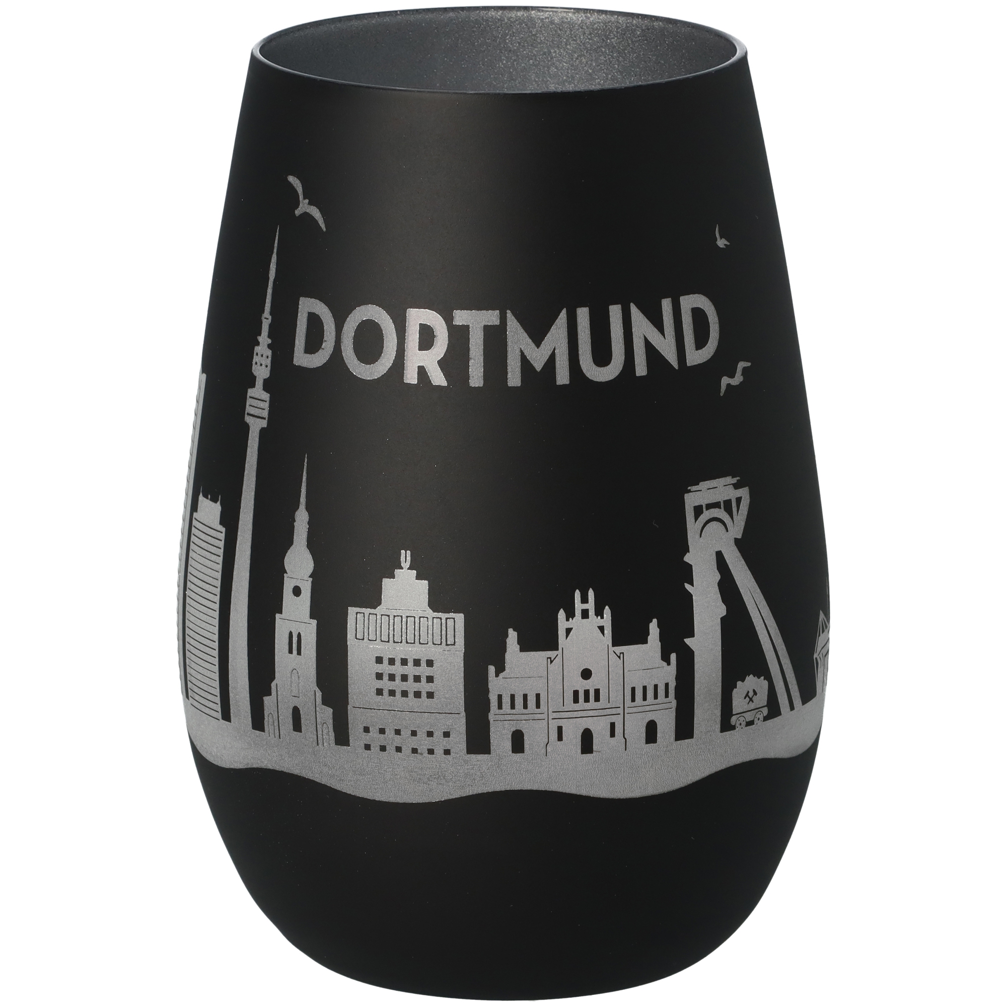 Windlicht Skyline Dortmund Schwarz/Silber