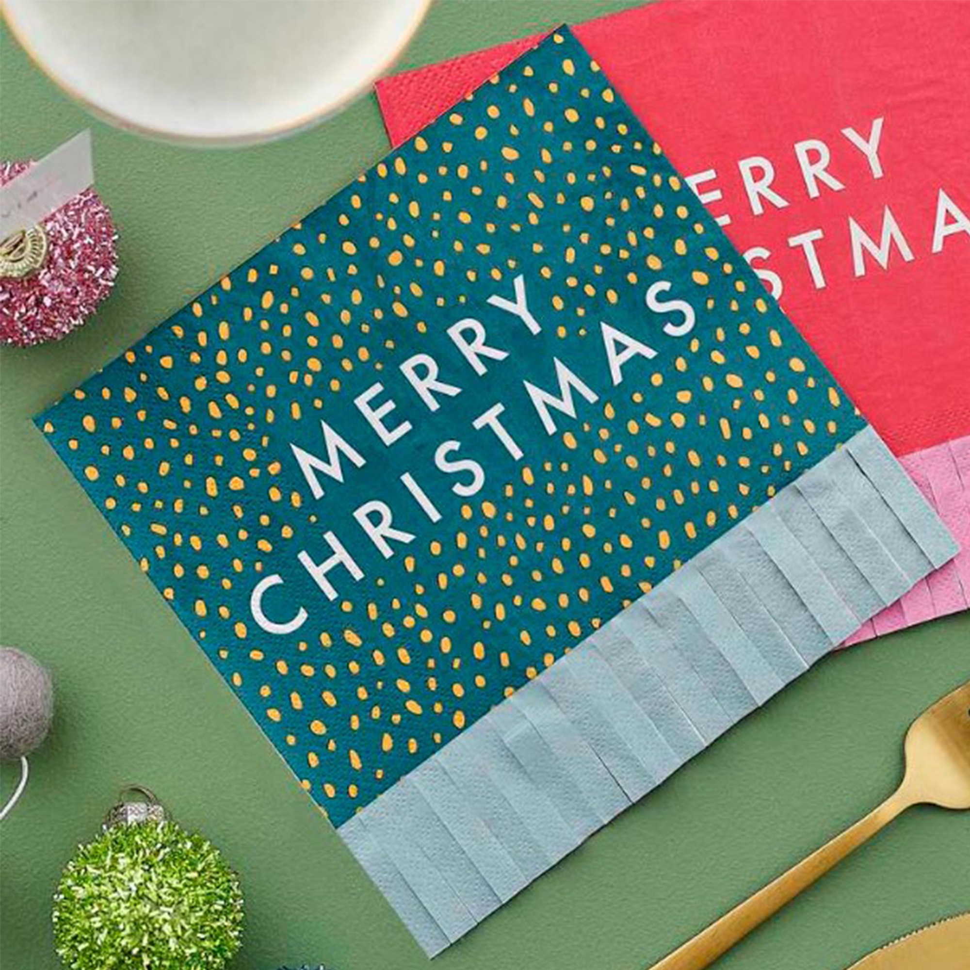 16 Servietten "Merry Christmas" doppelseitig Werbung, Plakat