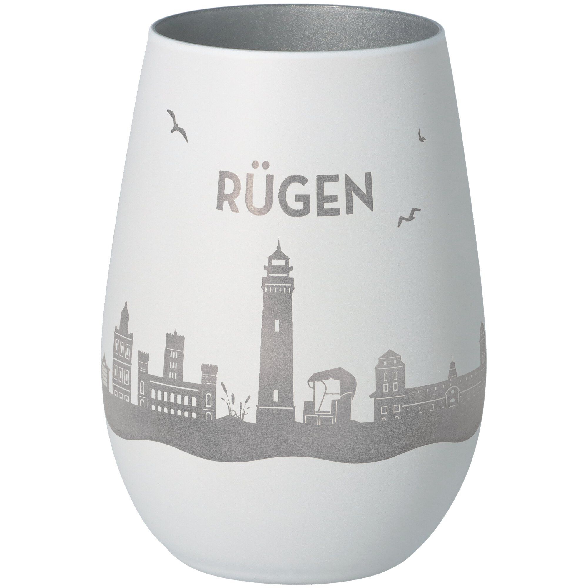 Windlicht Skyline Rügen Weiß/Silber Windlicht Skyline Rügen Weiß/Silber