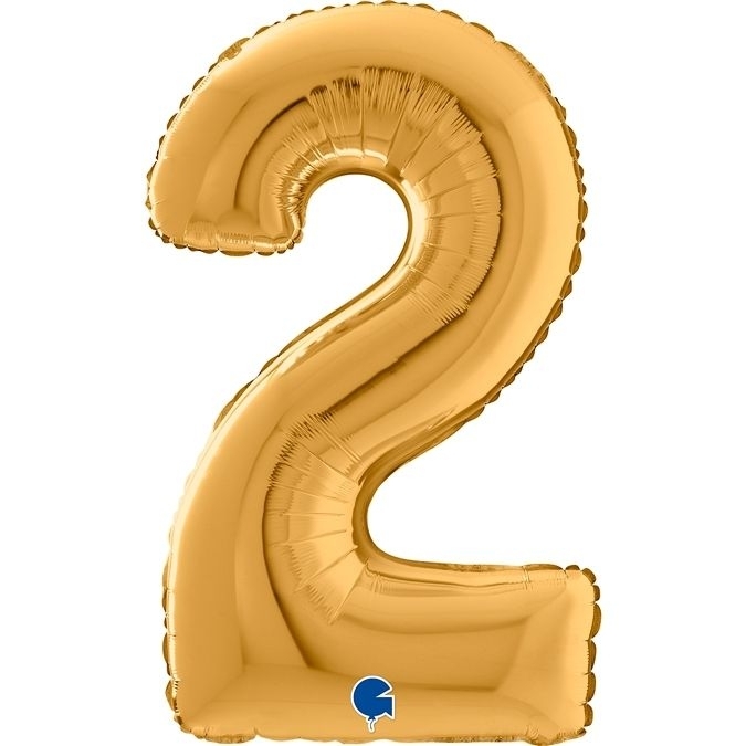 Folienballon Zahl 2 Gold 66cm Zahl, Symbol, Text