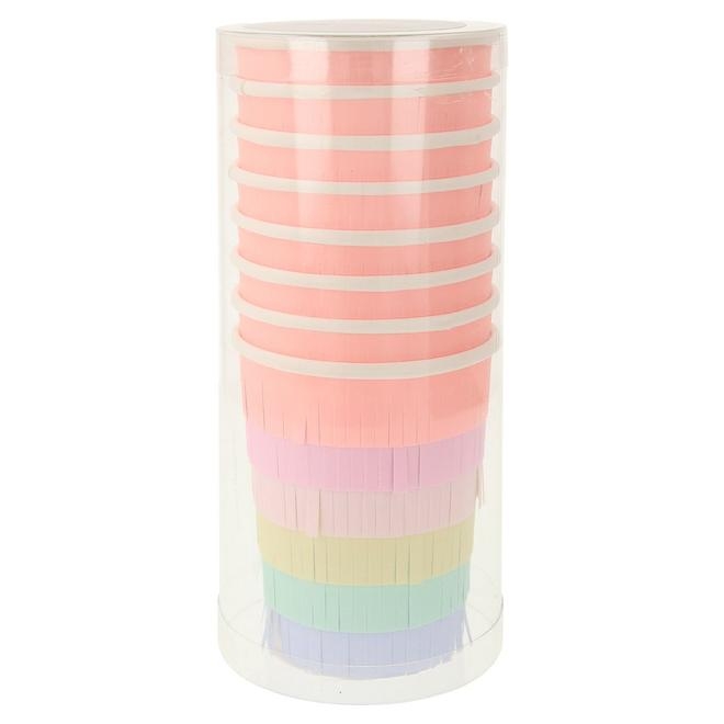 Meri Meri Pastell Streifenbecher – 8er Set, 266 Ml, Für Heiße & Kalte Getränke
