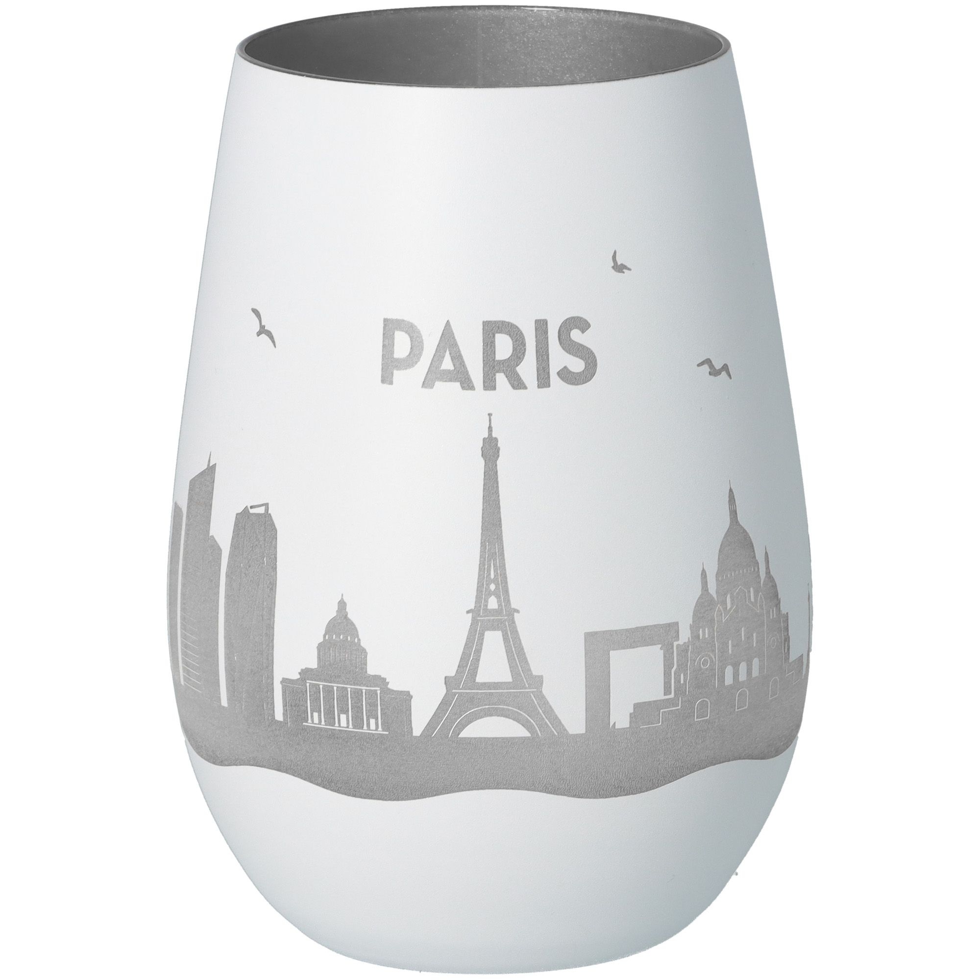 Windlicht Skyline Paris Weiß/Silber