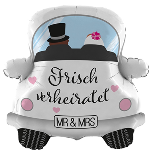 Folienballon "Frisch verheiratet" Auto 80cm Folienballon "Frisch verheiratet" Auto 80cm