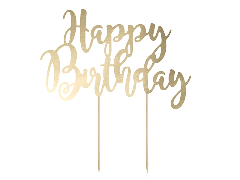 Cake Topper Happy Birthday Gold