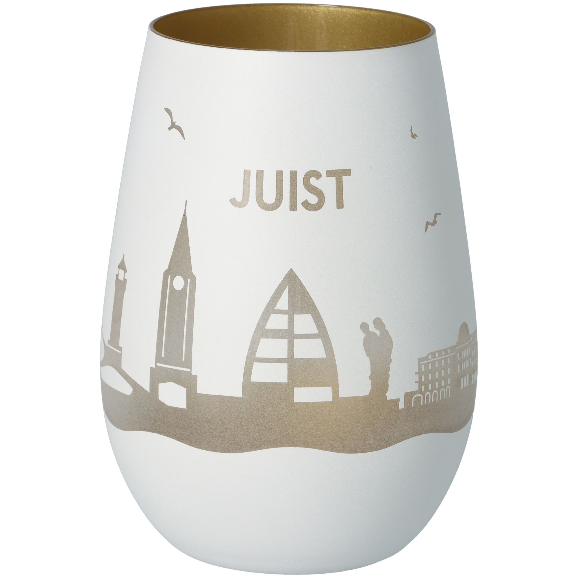 Windlicht Skyline Juist Weiß/Gold Windlicht Skyline Juist Weiß/Gold