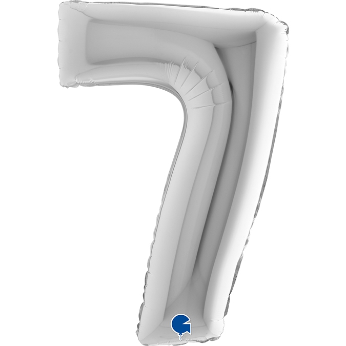 Folienballon Zahl 7 Silber 100cm Folienballon Zahl 7 Silber 100cm
