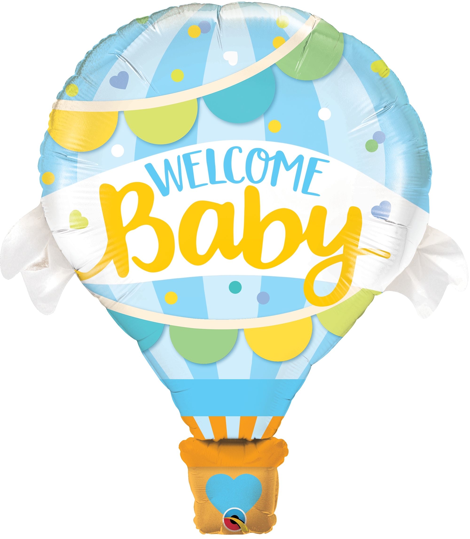 Folienballon Heißluftballon Welcome Baby Blau