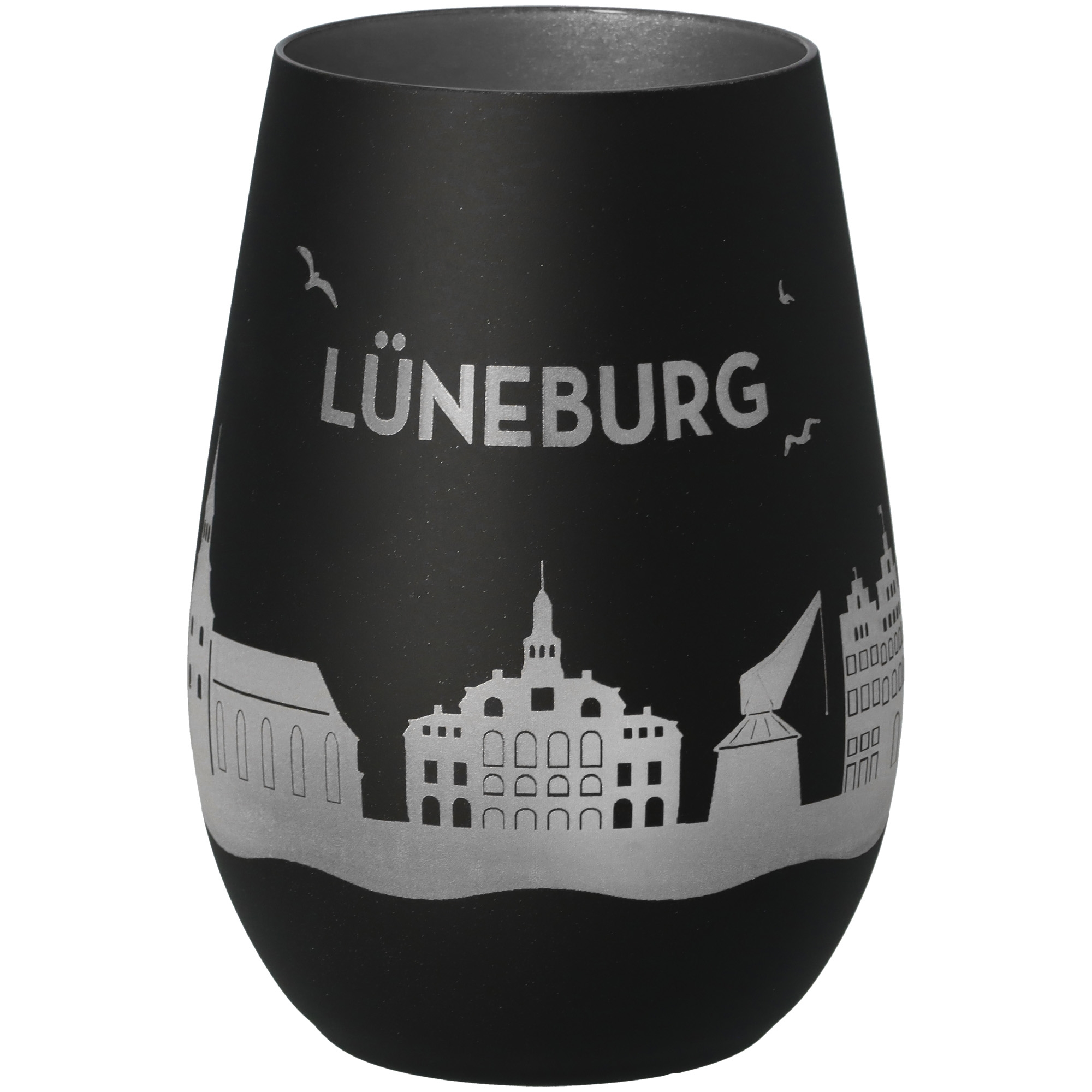 Windlicht Skyline Lüneburg Schwarz/Silber Krug, Töpferei, Glas